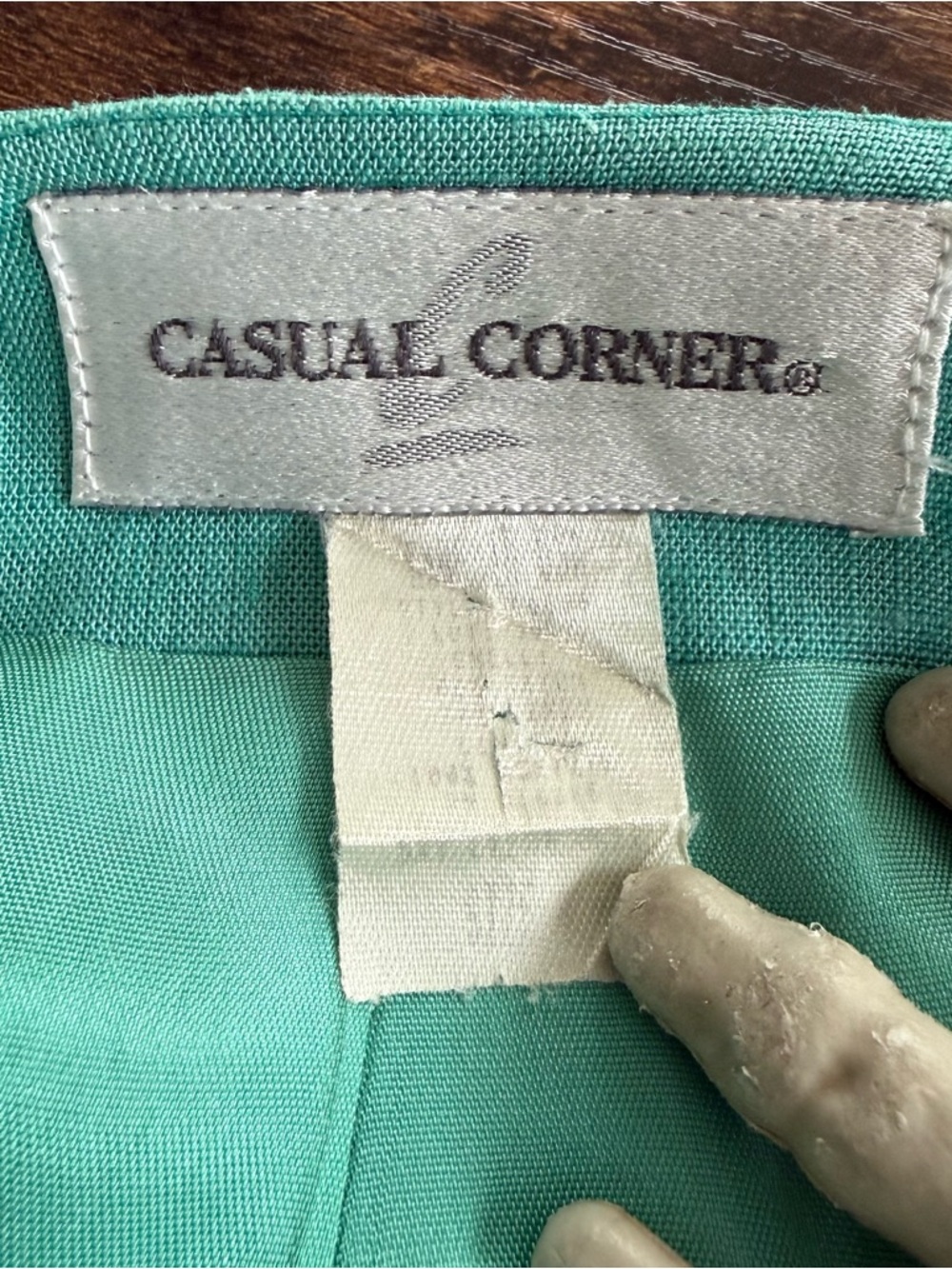 Vintage 90s Teal Linen Rayon Wrap Pencil Skirt ~ Size 4 / Small / 26" - Picture 6 of 9